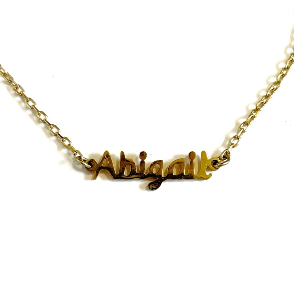 Abigail Abby Name Bracelet Delicate Gold Tone Chain Adjustable Clasp Monogram
